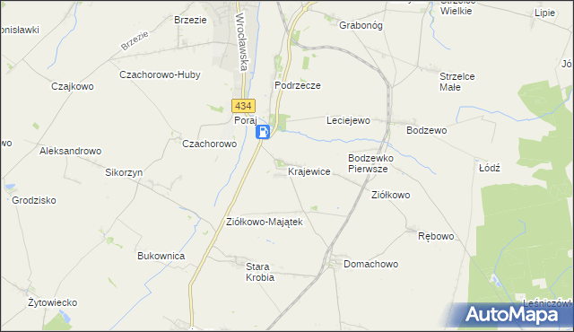 mapa Krajewice, Krajewice na mapie Targeo