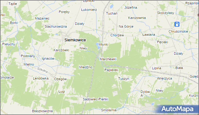 mapa Marchewki gmina Siemkowice, Marchewki gmina Siemkowice na mapie Targeo