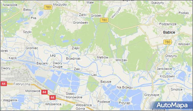 mapa Mętków, Mętków na mapie Targeo