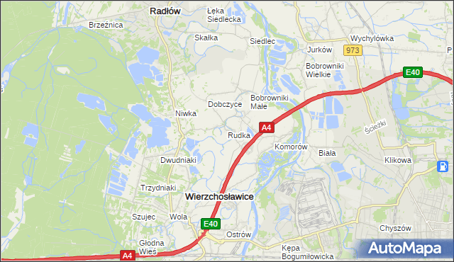 mapa Rudka gmina Wierzchosławice, Rudka gmina Wierzchosławice na mapie Targeo
