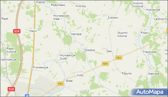 mapa Sobótka gmina Bielsk Podlaski, Sobótka gmina Bielsk Podlaski na mapie Targeo