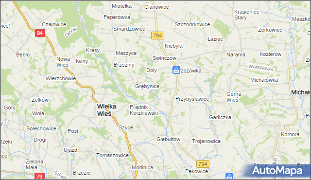mapa Korzkiew, Korzkiew na mapie Targeo