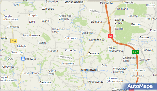 mapa Wilczkowice gmina Michałowice, Wilczkowice gmina Michałowice na mapie Targeo