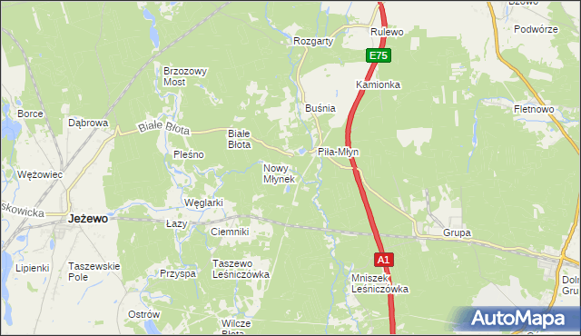 mapa Papiernia gmina Jeżewo, Papiernia gmina Jeżewo na mapie Targeo