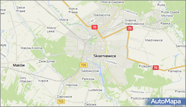 mapa Skierniewic, Skierniewice na mapie Targeo