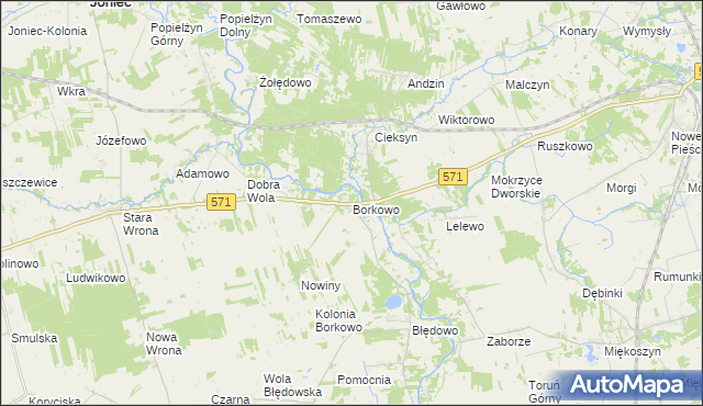 mapa Borkowo gmina Nasielsk, Borkowo gmina Nasielsk na mapie Targeo