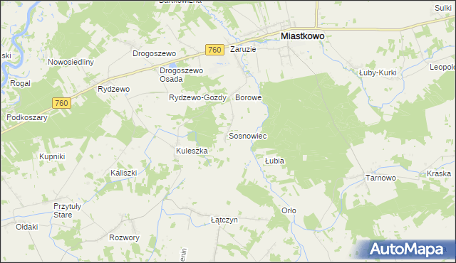 mapa Sosnowiec gmina Miastkowo, Sosnowiec gmina Miastkowo na mapie Targeo