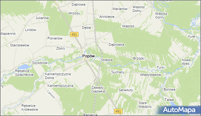 mapa Strębce, Strębce na mapie Targeo