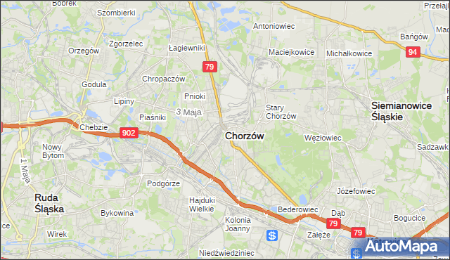 mapa Chorzów, Chorzów na mapie Targeo