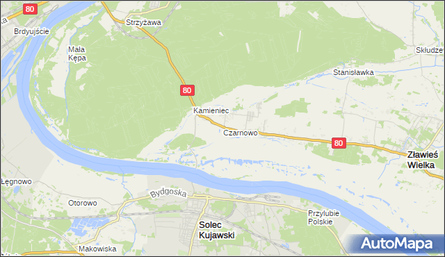 mapa Czarnowo gmina Zławieś Wielka, Czarnowo gmina Zławieś Wielka na mapie Targeo