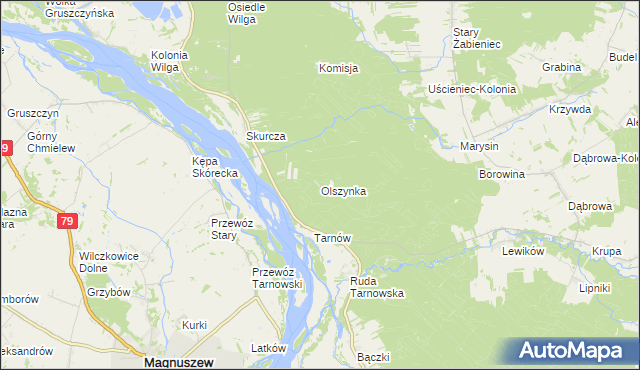 mapa Olszynka gmina Wilga, Olszynka gmina Wilga na mapie Targeo