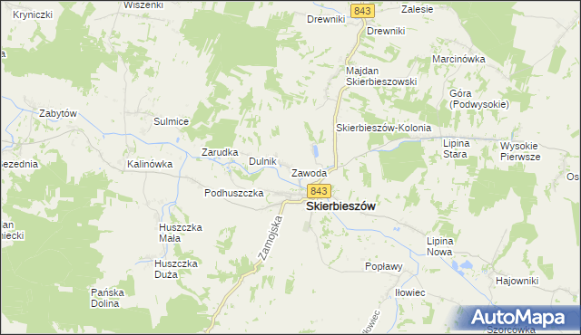 mapa Zawoda gmina Skierbieszów, Zawoda gmina Skierbieszów na mapie Targeo