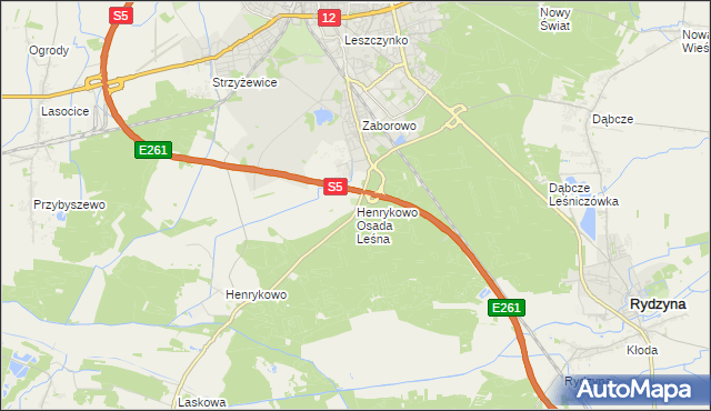 mapa Henrykowo Osada Leśna, Henrykowo Osada Leśna na mapie Targeo