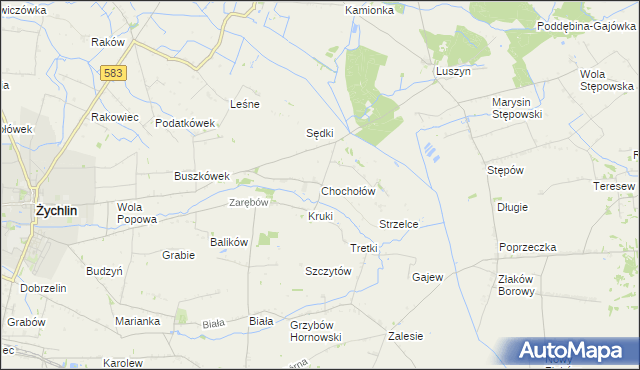 mapa Chochołów gmina Żychlin, Chochołów gmina Żychlin na mapie Targeo