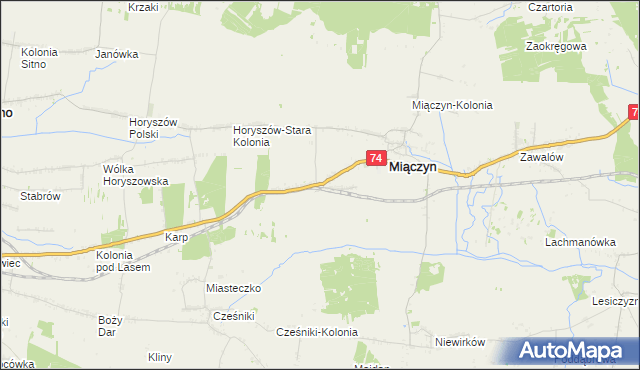 mapa Miączyn-Stacja, Miączyn-Stacja na mapie Targeo