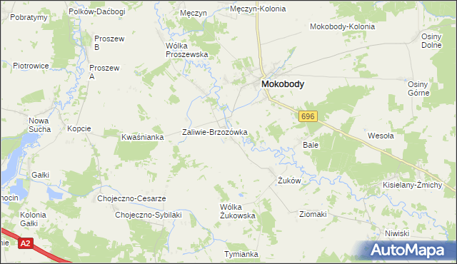 mapa Zaliwie-Piegawki, Zaliwie-Piegawki na mapie Targeo