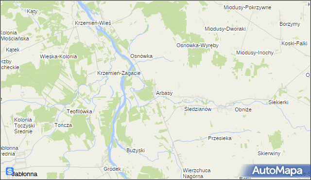 mapa Arbasy, Arbasy na mapie Targeo