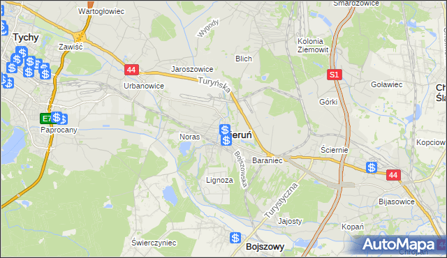 mapa Bieruń, Bieruń na mapie Targeo