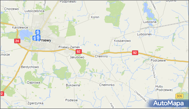 mapa Chełmno gmina Pniewy, Chełmno gmina Pniewy na mapie Targeo