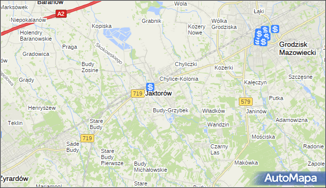 mapa Chylice gmina Jaktorów, Chylice gmina Jaktorów na mapie Targeo