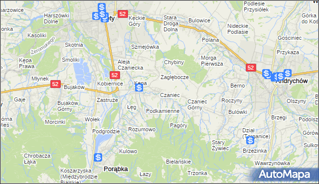 mapa Czaniec, Czaniec na mapie Targeo