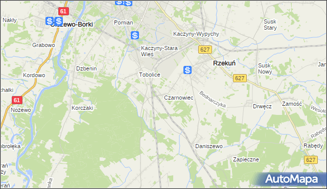 mapa Czarnowiec gmina Rzekuń, Czarnowiec gmina Rzekuń na mapie Targeo