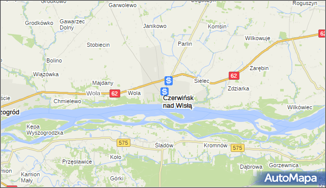 mapa Czerwińsk nad Wisłą, Czerwińsk nad Wisłą na mapie Targeo