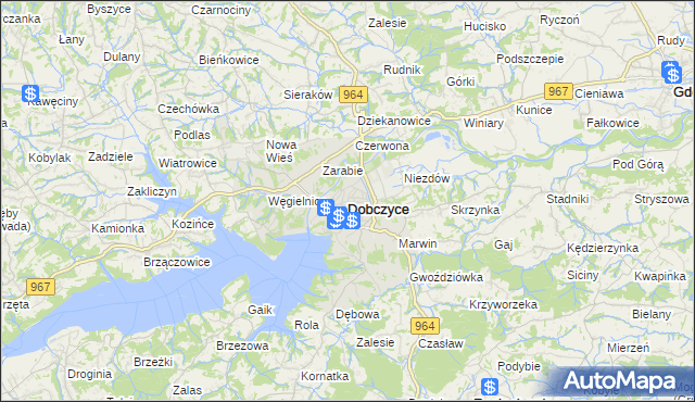 mapa Dobczyce, Dobczyce na mapie Targeo