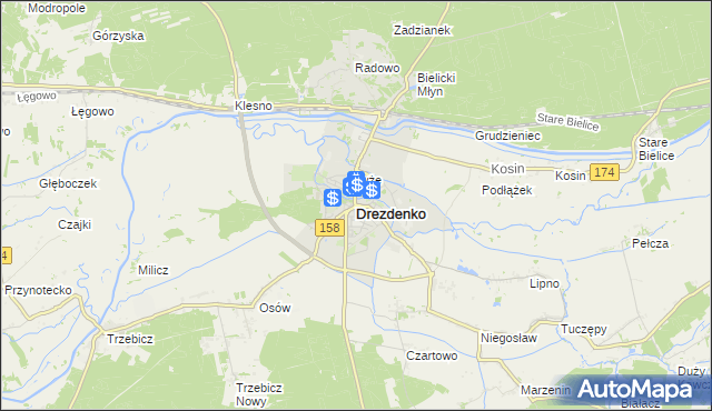 mapa Drezdenko, Drezdenko na mapie Targeo