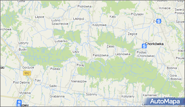 mapa Faliszówka, Faliszówka na mapie Targeo