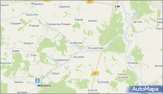 mapa Filipy gmina Wierzbno, Filipy gmina Wierzbno na mapie Targeo