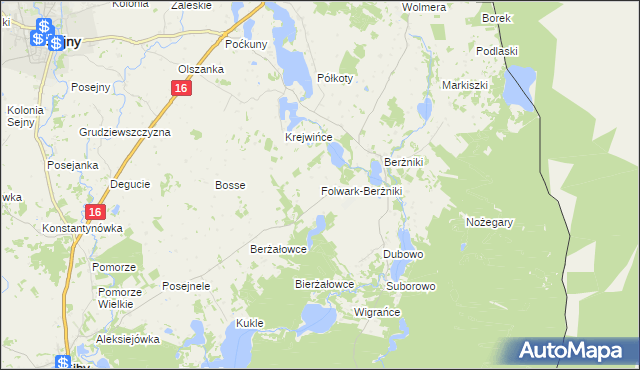mapa Folwark-Berżniki, Folwark-Berżniki na mapie Targeo