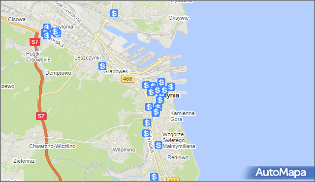 mapa Gdyni, Gdynia na mapie Targeo