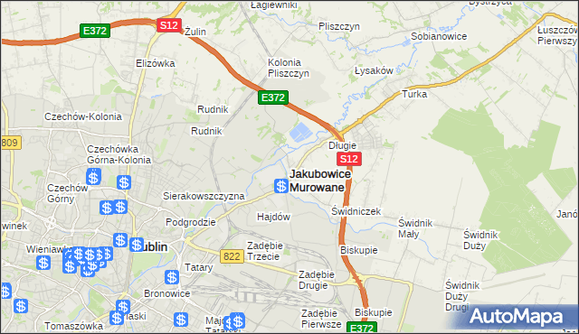 mapa Jakubowice Murowane, Jakubowice Murowane na mapie Targeo