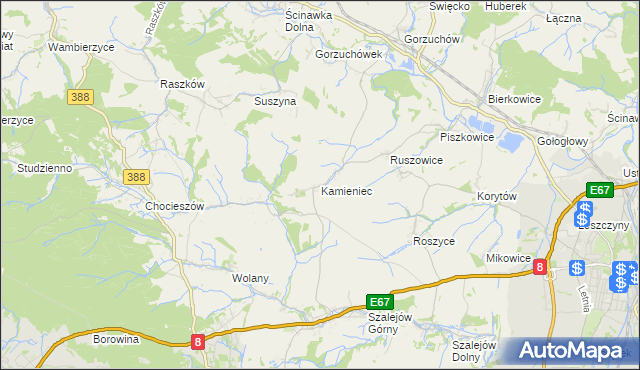mapa Kamieniec gmina Kłodzko, Kamieniec gmina Kłodzko na mapie Targeo