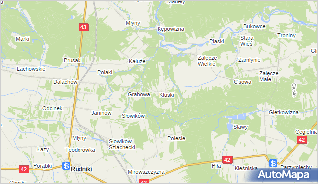 mapa Kluski gmina Pątnów, Kluski gmina Pątnów na mapie Targeo
