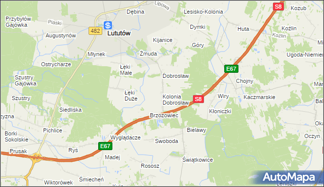 mapa Kolonia Dobrosław, Kolonia Dobrosław na mapie Targeo