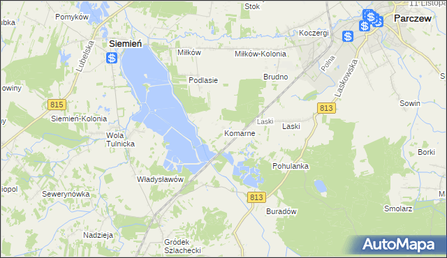 mapa Komarne, Komarne na mapie Targeo