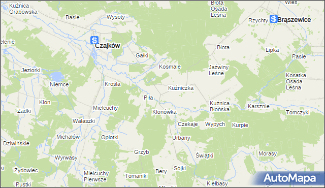 mapa Kuźnica Zagrzebska-Kolonia, Kuźnica Zagrzebska-Kolonia na mapie Targeo