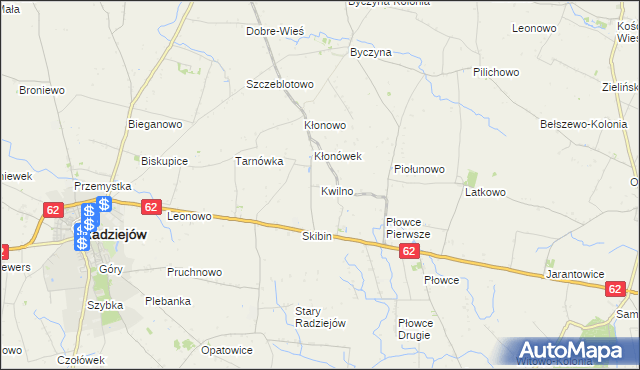 mapa Kwilno gmina Radziejów, Kwilno gmina Radziejów na mapie Targeo