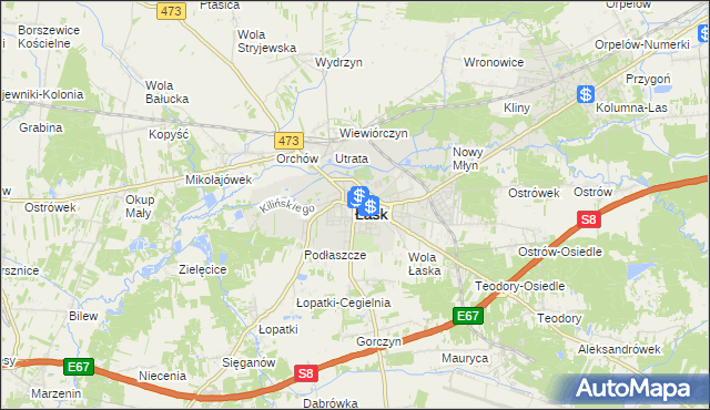 mapa Łask, Łask na mapie Targeo