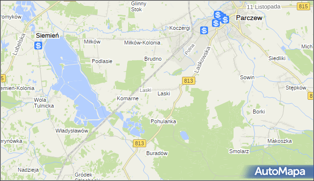 mapa Laski gmina Parczew, Laski gmina Parczew na mapie Targeo