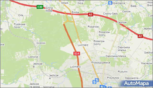 mapa Lućmierz-Ośrodek, Lućmierz-Ośrodek na mapie Targeo