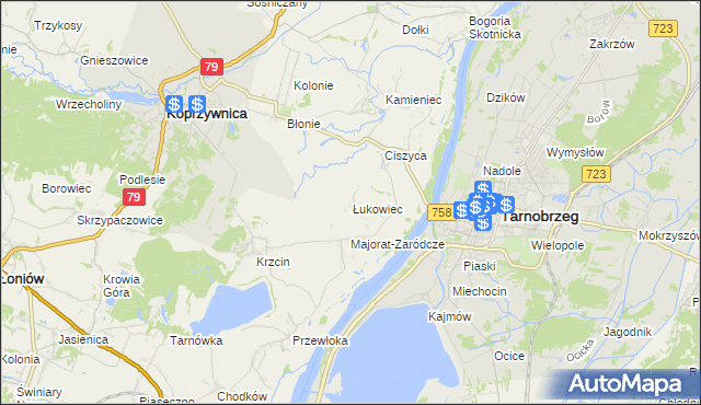 mapa Łukowiec gmina Koprzywnica, Łukowiec gmina Koprzywnica na mapie Targeo