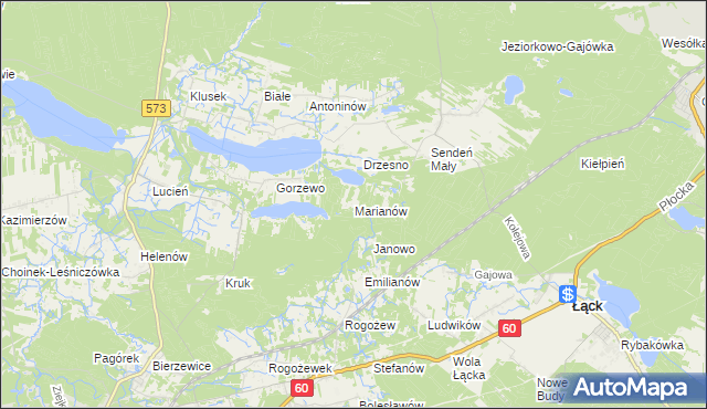 mapa Marianów gmina Gostynin, Marianów gmina Gostynin na mapie Targeo