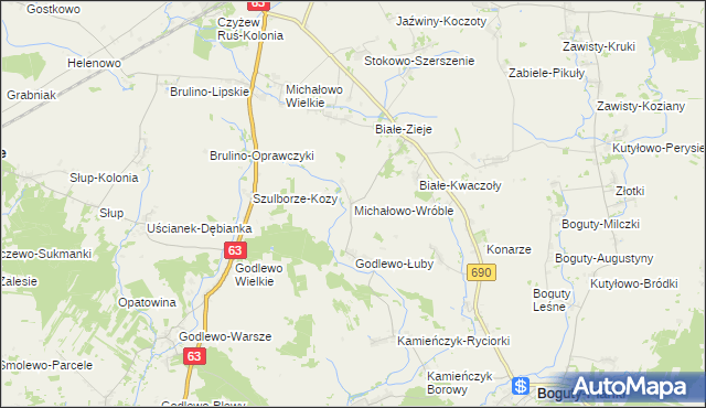 mapa Michałowo-Wróble, Michałowo-Wróble na mapie Targeo