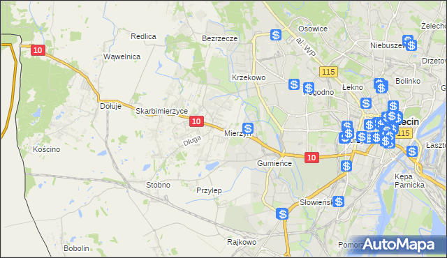 mapa Mierzyn gmina Dobra (Szczecińska), Mierzyn gmina Dobra (Szczecińska) na mapie Targeo
