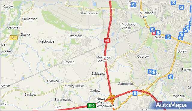 mapa Mokronos Górny, Mokronos Górny na mapie Targeo