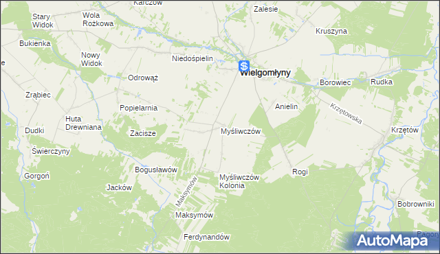 mapa Myśliwczów, Myśliwczów na mapie Targeo