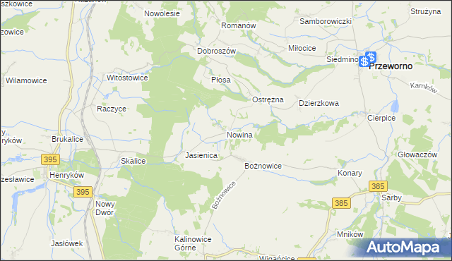 mapa Nowina gmina Ziębice, Nowina gmina Ziębice na mapie Targeo